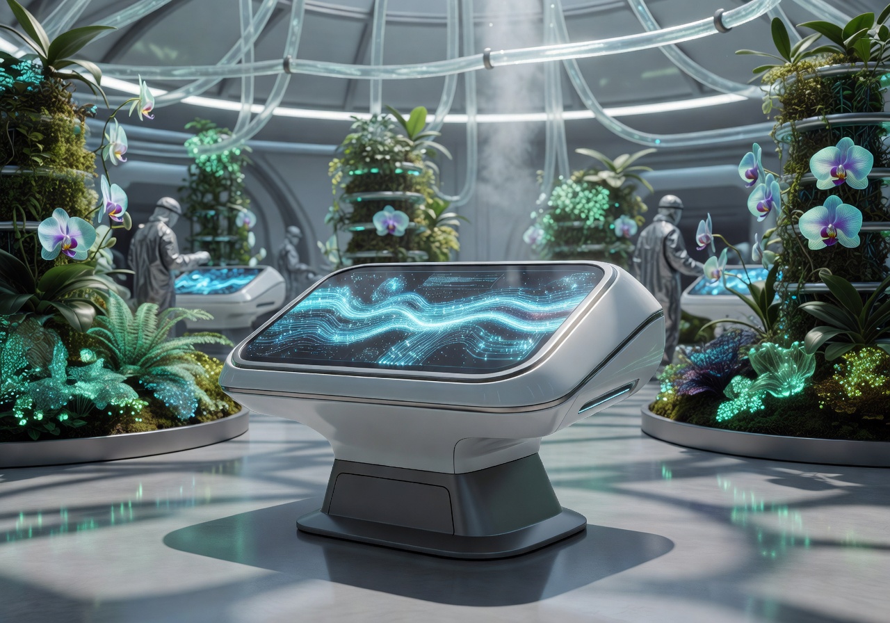 Futuristic communication terminal in the biosphere lab