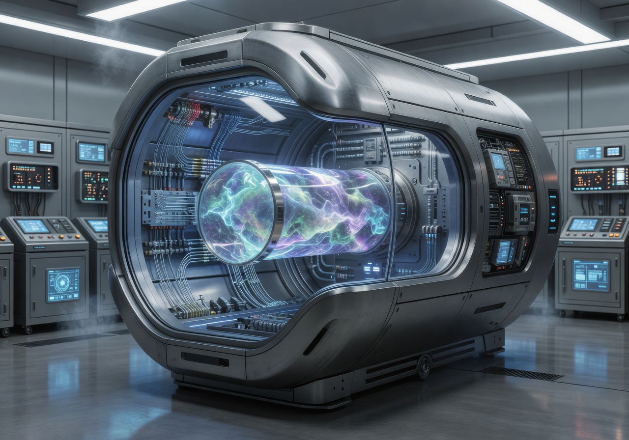 Futuristic laboratory containment module visual